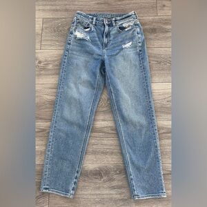 American Eagle Stretch Curvy Mom Blue Jeans Women's Size 2  Straight Leg 0020
